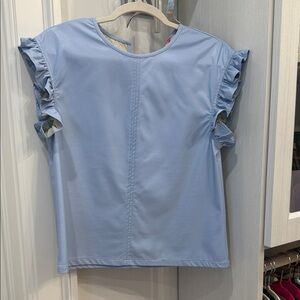 THML Light Blue Ruffle Sleeve Blouse